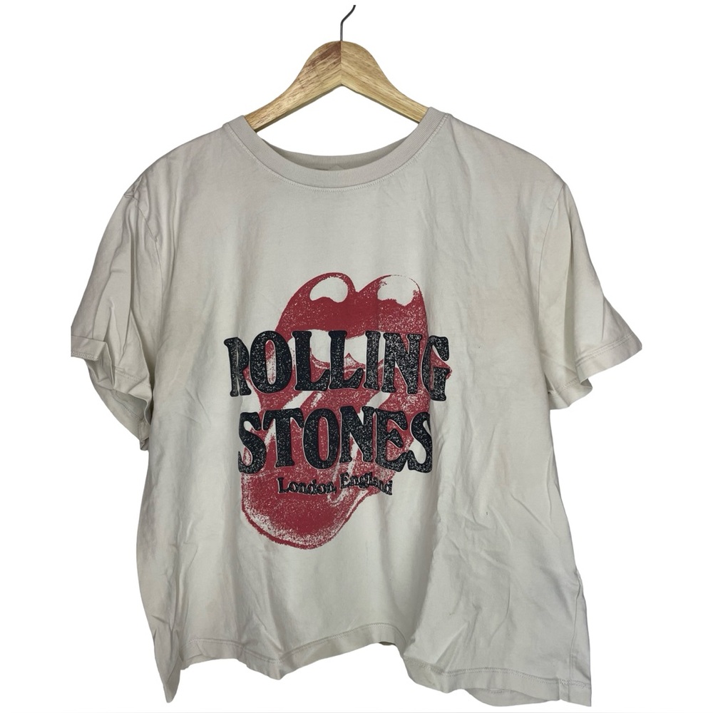 H&M x the rolling stones cream cropped womens short sleeve xl